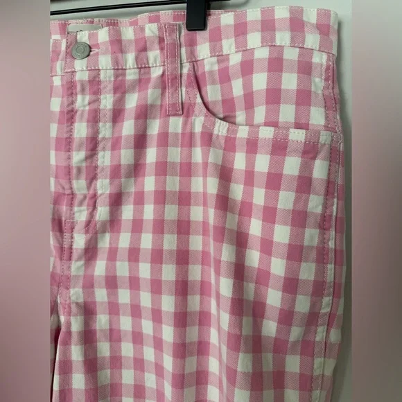 J.Crew Pink Gingham Vintage Straight Jeans Size 32 - Picture 12 of 12